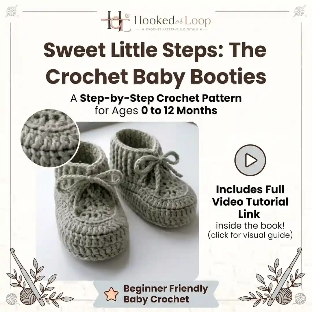 Crochet Baby Booties Pattern PDF, Mary Jane Button Strap Baby Shoes, Newborn 0-3 Months, Easy Beginner Crochet Pattern with Video thumbnail 1